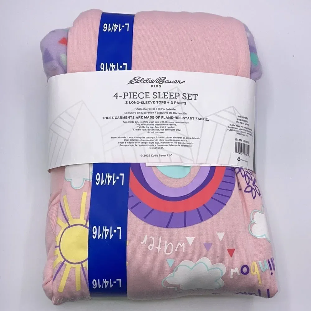 Eddie Bauer Girls Kids Pajamas Lounge Set 4-piece Size L (14/16)